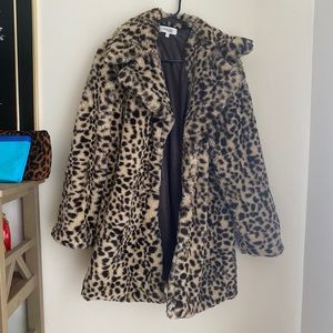 Leopard Cheetah Print Faux Fur Coat